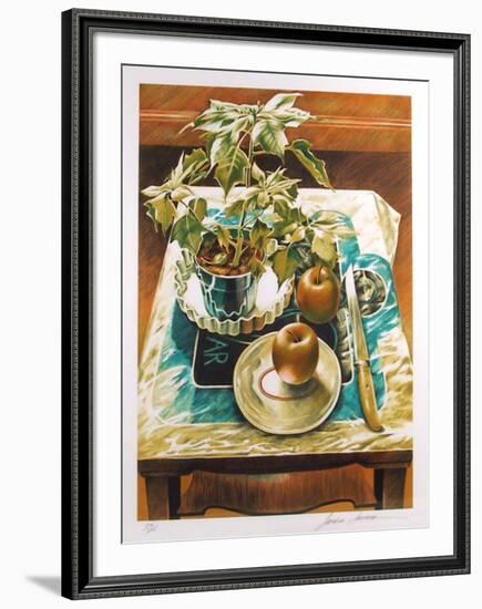 Poinsetta and Apples-Sandra Lawrence-Framed Limited Edition