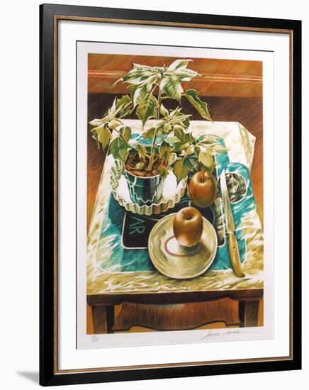 Poinsetta and Apples-Sandra Lawrence-Framed Limited Edition