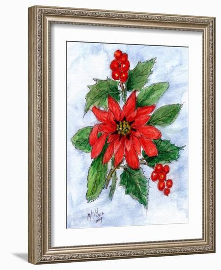 Poinsettia and Holly-Nell Hill-Framed Giclee Print