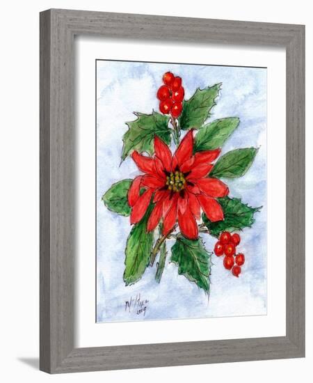 Poinsettia and Holly-Nell Hill-Framed Giclee Print