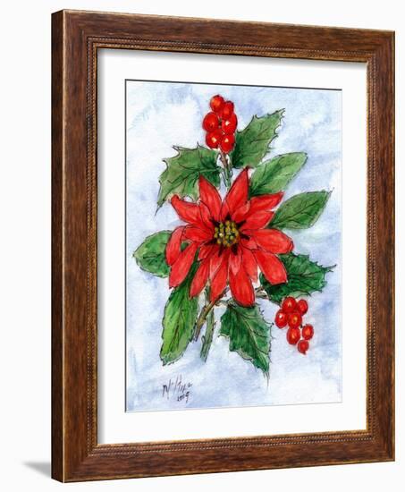 Poinsettia and Holly-Nell Hill-Framed Giclee Print