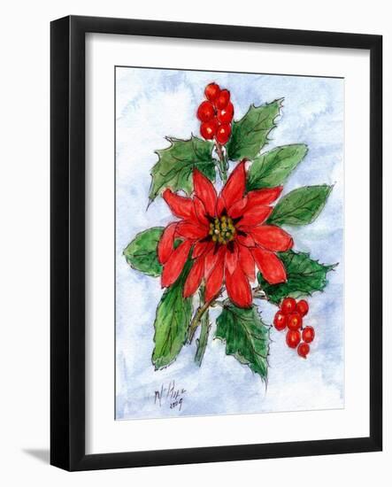 Poinsettia and Holly-Nell Hill-Framed Giclee Print