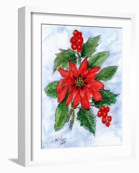 Poinsettia and Holly-Nell Hill-Framed Giclee Print