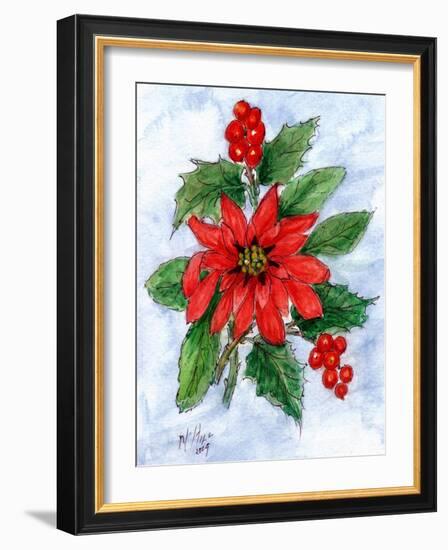 Poinsettia and Holly-Nell Hill-Framed Giclee Print