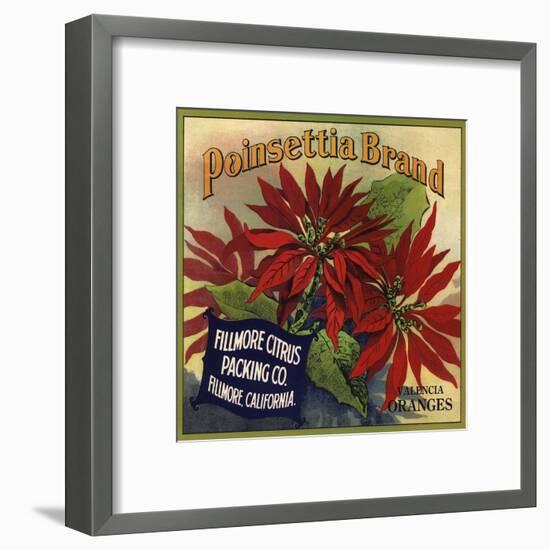 Poinsettia Brand - Fillmore, California - Citrus Crate Label-Lantern Press-Framed Art Print