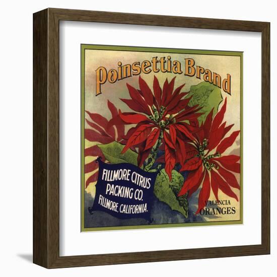 Poinsettia Brand - Fillmore, California - Citrus Crate Label-Lantern Press-Framed Art Print