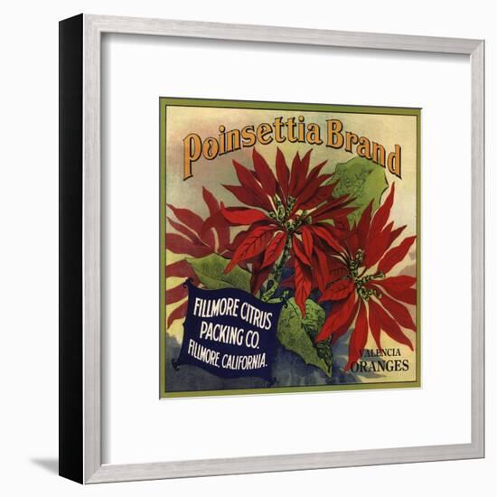 Poinsettia Brand - Fillmore, California - Citrus Crate Label-Lantern Press-Framed Art Print