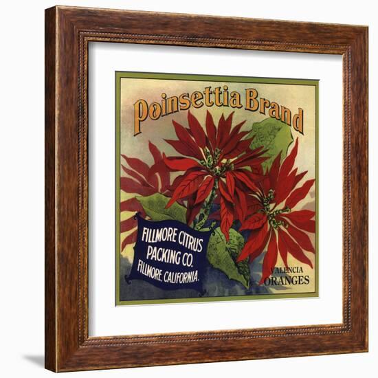 Poinsettia Brand - Fillmore, California - Citrus Crate Label-Lantern Press-Framed Art Print