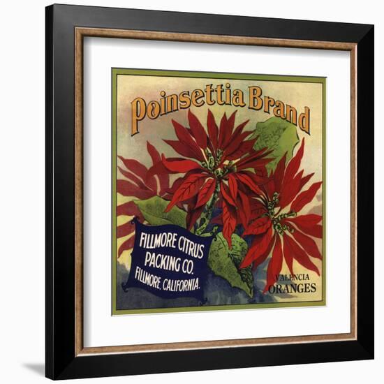 Poinsettia Brand - Fillmore, California - Citrus Crate Label-Lantern Press-Framed Art Print