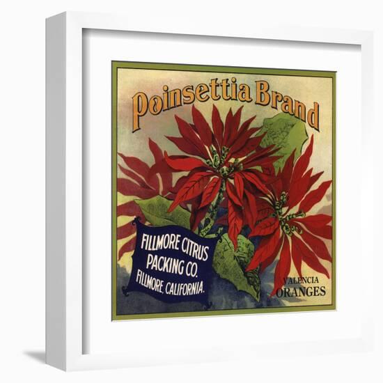 Poinsettia Brand - Fillmore, California - Citrus Crate Label-Lantern Press-Framed Art Print