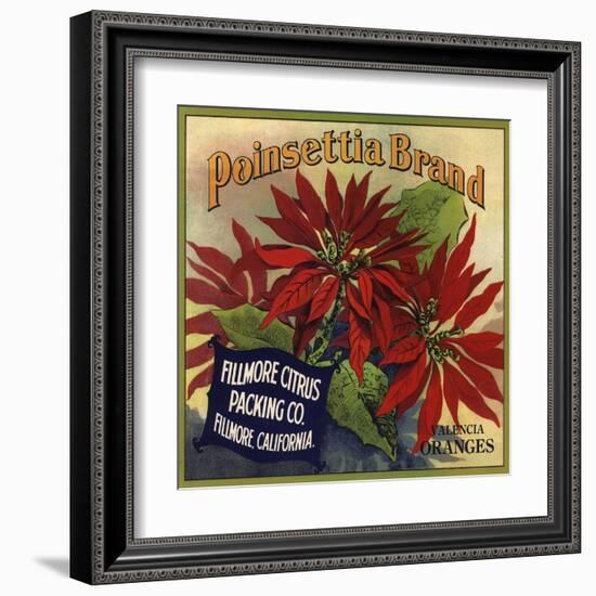 Poinsettia Brand - Fillmore, California - Citrus Crate Label-Lantern Press-Framed Art Print