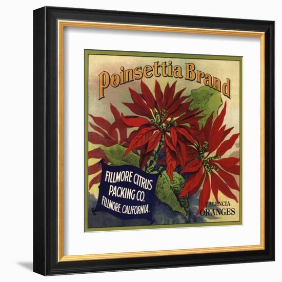 Poinsettia Brand - Fillmore, California - Citrus Crate Label-Lantern Press-Framed Art Print