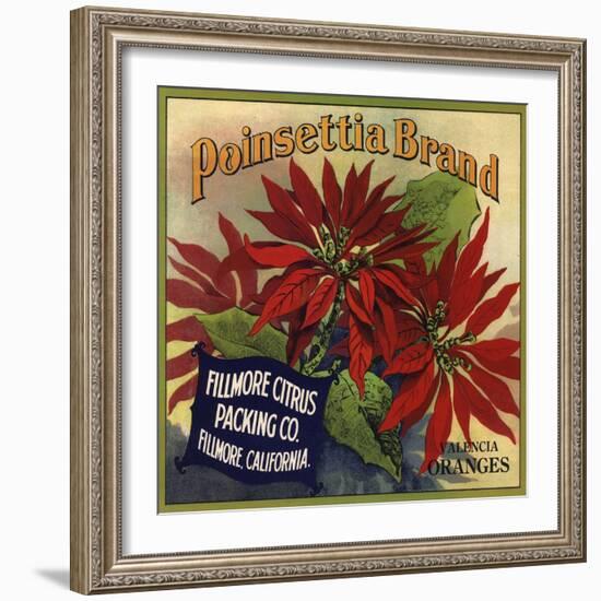 Poinsettia Brand - Fillmore, California - Citrus Crate Label-Lantern Press-Framed Art Print