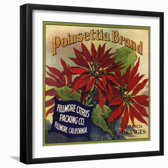 Poinsettia Brand - Fillmore, California - Citrus Crate Label-Lantern Press-Framed Art Print