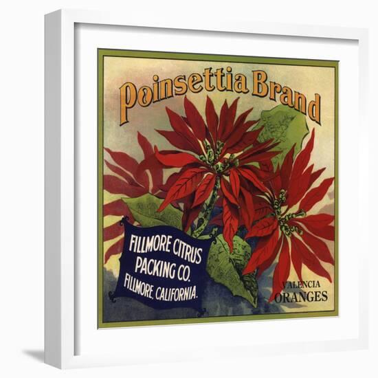 Poinsettia Brand - Fillmore, California - Citrus Crate Label-Lantern Press-Framed Art Print