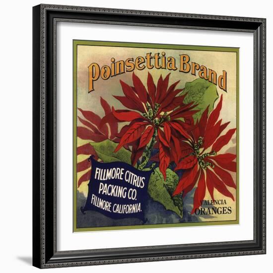 Poinsettia Brand - Fillmore, California - Citrus Crate Label-Lantern Press-Framed Art Print
