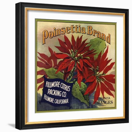 Poinsettia Brand - Fillmore, California - Citrus Crate Label-Lantern Press-Framed Art Print