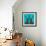 Poinsettia Deer Blue-Sharon Turner-Framed Art Print displayed on a wall