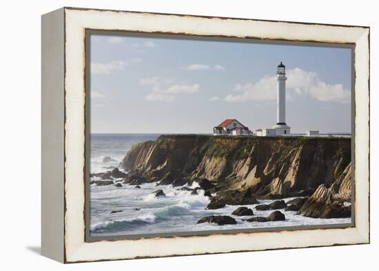 Point Arena Lighthouse and Museum, Arena Rock Marine Natural Preserve, California, Usa-Rainer Mirau-Framed Premier Image Canvas