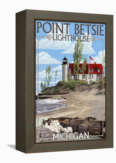 Point Betsie Lighthouse, Michigan-Lantern Press-Framed Stretched Canvas