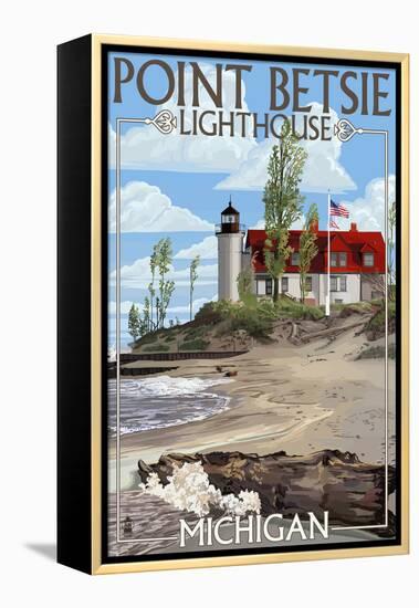 Point Betsie Lighthouse, Michigan-Lantern Press-Framed Stretched Canvas