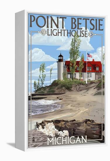 Point Betsie Lighthouse, Michigan-Lantern Press-Framed Stretched Canvas
