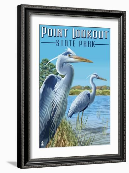 Point Lookout State Park, Maryland - Blue Heron-Lantern Press-Framed Art Print