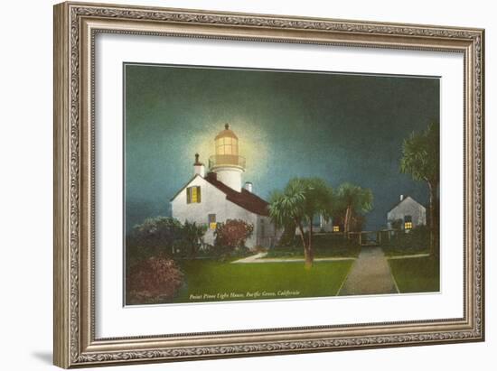 Point Pinos Light House at Night, Pacific Grove-null-Framed Art Print