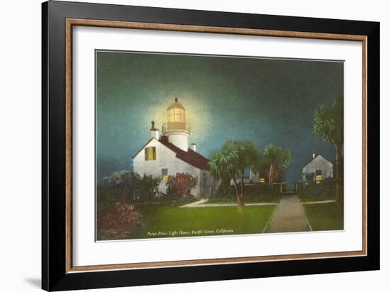 Point Pinos Light House at Night, Pacific Grove-null-Framed Art Print