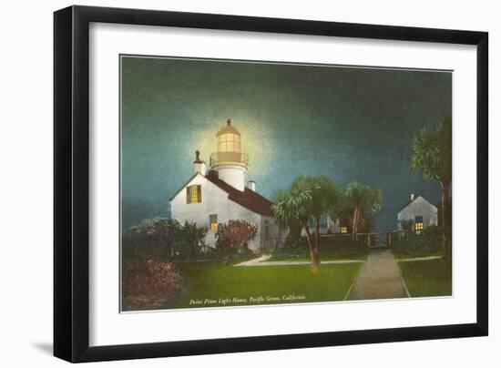 Point Pinos Light House at Night, Pacific Grove-null-Framed Art Print