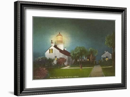 Point Pinos Light House at Night, Pacific Grove--Framed Art Print