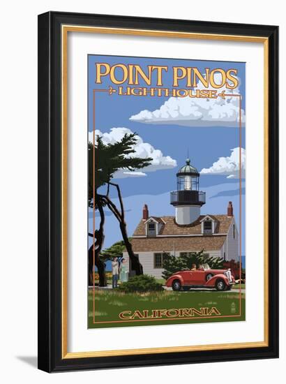 Point Pinos Lighthouse - Monterey, California-Lantern Press-Framed Art Print