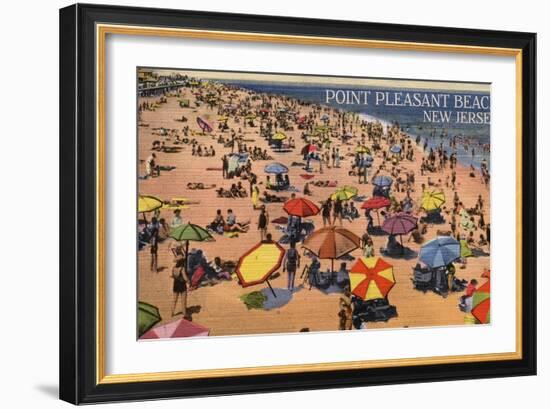 Point Pleasant, New Jersey - South View of Beach-Lantern Press-Framed Art Print