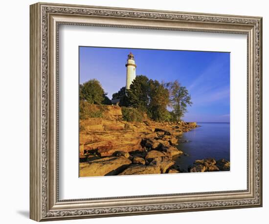 Pointe Aux Barques Lighthouse at Sunrise on Lake Huron, Michigan, USA-Adam Jones-Framed Photographic Print