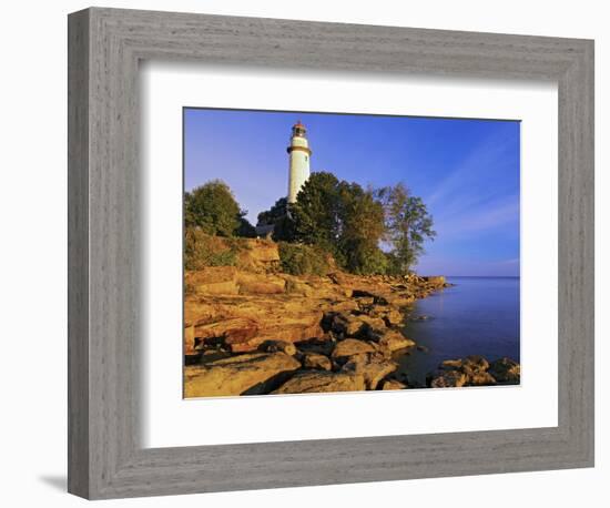 Pointe Aux Barques Lighthouse at Sunrise on Lake Huron, Michigan, USA-Adam Jones-Framed Photographic Print