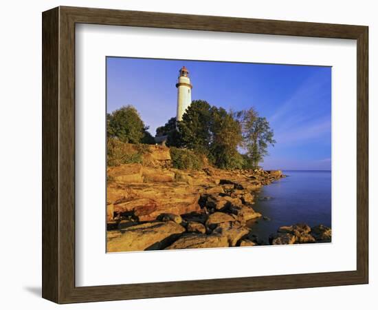 Pointe Aux Barques Lighthouse at Sunrise on Lake Huron, Michigan, USA-Adam Jones-Framed Photographic Print