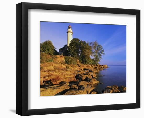 Pointe Aux Barques Lighthouse at Sunrise on Lake Huron, Michigan, USA-Adam Jones-Framed Photographic Print