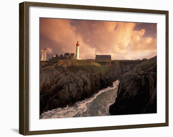 Pointe De St. Mathieu Lighthouse at Dawn, Brittany, France-Walter Bibikow-Framed Photographic Print