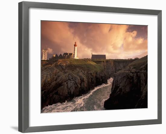 Pointe De St. Mathieu Lighthouse at Dawn, Brittany, France-Walter Bibikow-Framed Photographic Print