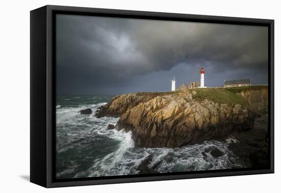 Pointe Saint Mathieu lighthouse  stormy time-Philippe Manguin-Framed Premier Image Canvas