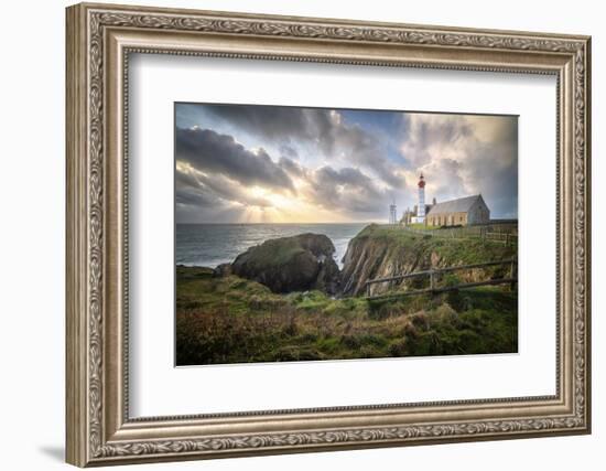 Pointe saint mathieu lighthouse under god lights-Philippe Manguin-Framed Photographic Print