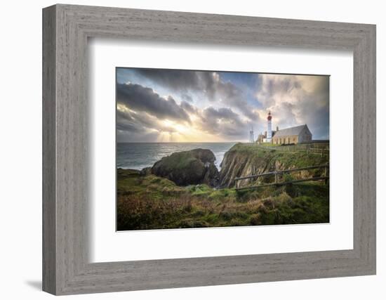 Pointe saint mathieu lighthouse under god lights-Philippe Manguin-Framed Photographic Print