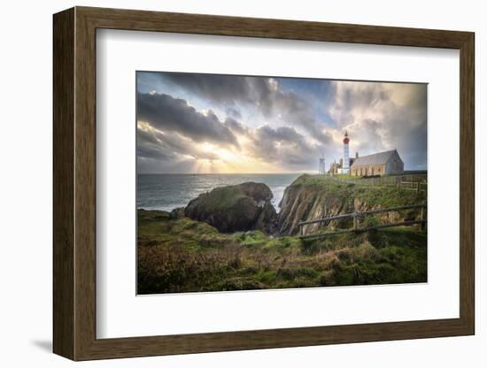 Pointe saint mathieu lighthouse under god lights-Philippe Manguin-Framed Photographic Print