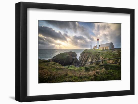 Pointe saint mathieu lighthouse under god lights-Philippe Manguin-Framed Photographic Print