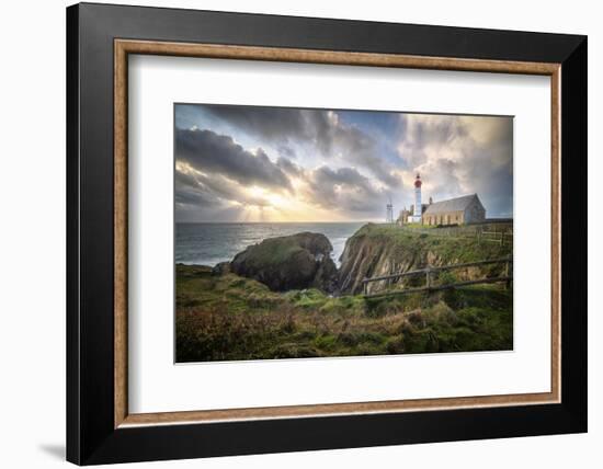 Pointe saint mathieu lighthouse under god lights-Philippe Manguin-Framed Photographic Print