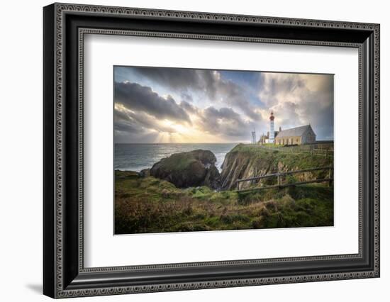 Pointe saint mathieu lighthouse under god lights-Philippe Manguin-Framed Photographic Print