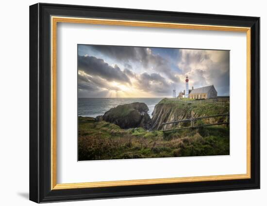 Pointe saint mathieu lighthouse under god lights-Philippe Manguin-Framed Photographic Print