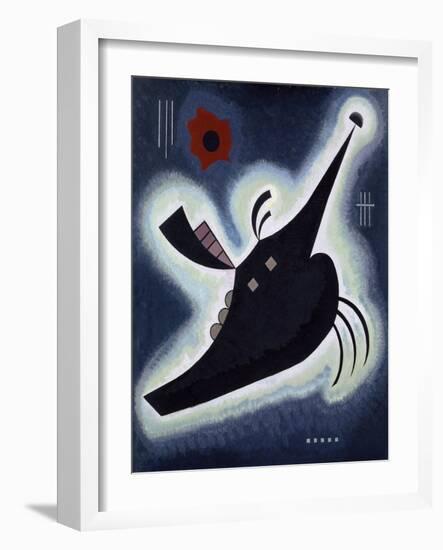 Pointed Black, 1931 (Oil on Board)-Wassily Kandinsky-Framed Giclee Print