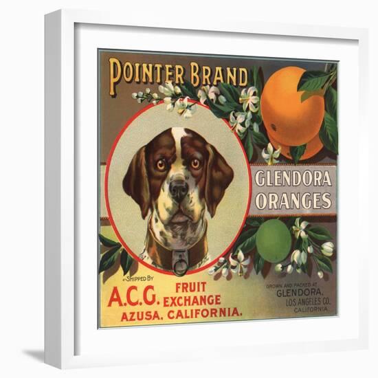 Pointer Brand - Glendora, California - Citrus Crate Label-Lantern Press-Framed Art Print