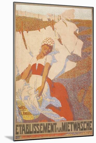 Pointillist Poster for Laundry Service-null-Mounted Giclee Print